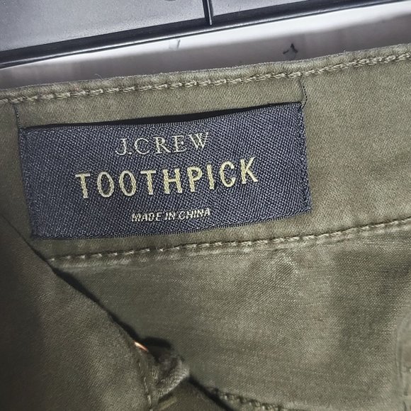 J. Crew Women's Olive Green Low Rise Toothpick Jeans Size 26 Casual Fall Stretch - Picture 4 of 12